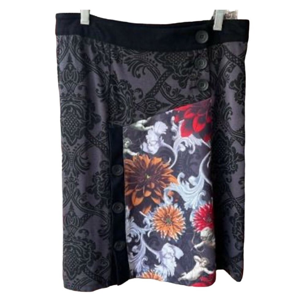Smash! Patchwork Floral Print Knit Skirt Size M Knee-Length